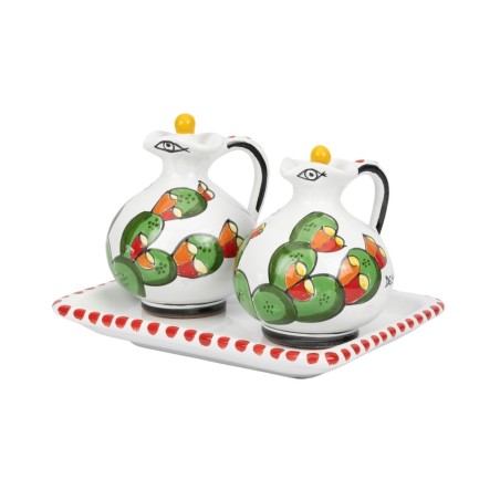 Oil and vinegar set Prickly Pears De Simone pottery Oil and vinegar set Prickly Pears De Simone pottery